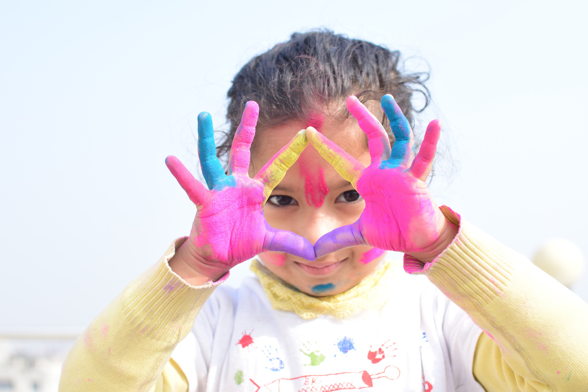 Little Girl with Paint on Her Hands